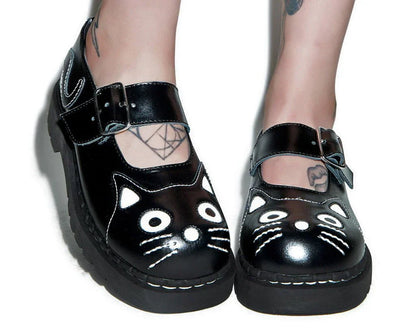 Black Kitty Mary Janes